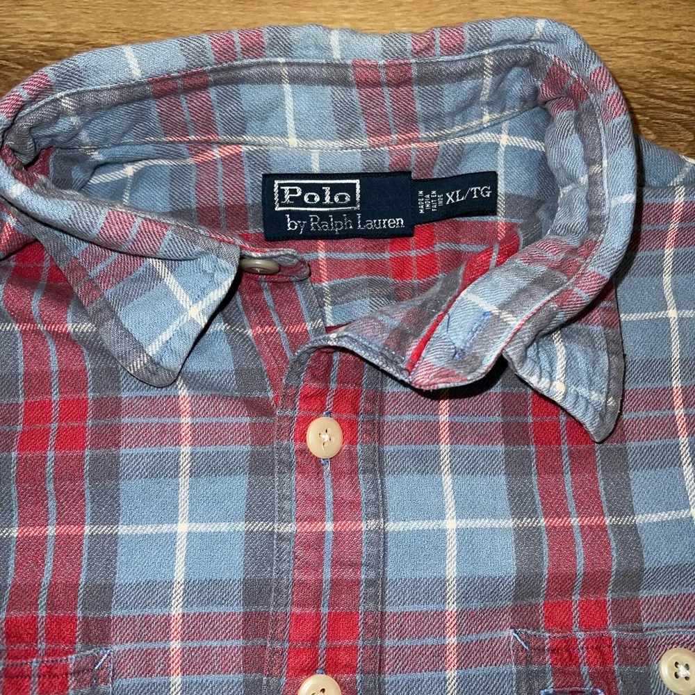 Polo by Ralph Lauren Blue and Red Casual Button Down Shirt